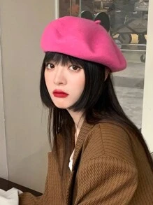 1顶女士百搭贝雷帽，保暖画家帽，复古英伦风，简约设计，适合日常佩戴，秋冬季 - 彩色 - 查看 5