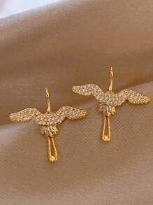 925 銀鶴形耳環,復古風珠寶,獨特奢華 - 金色 - 查看 4