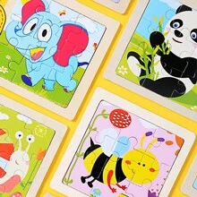 1 木製拼圖,動物拼圖教育玩具動物認知 - 公雞 - 查看 7