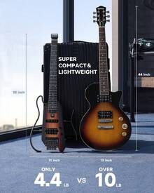 Donner HUSH-X Electric Guitar Kit  Featherlight Headless Guitar, Great For Travel And Quite Practice, Mahogany Solid Body With Easy Assemble Stands, Gig Bag, All Accessories New Arrival - 旭日 - 查看 2