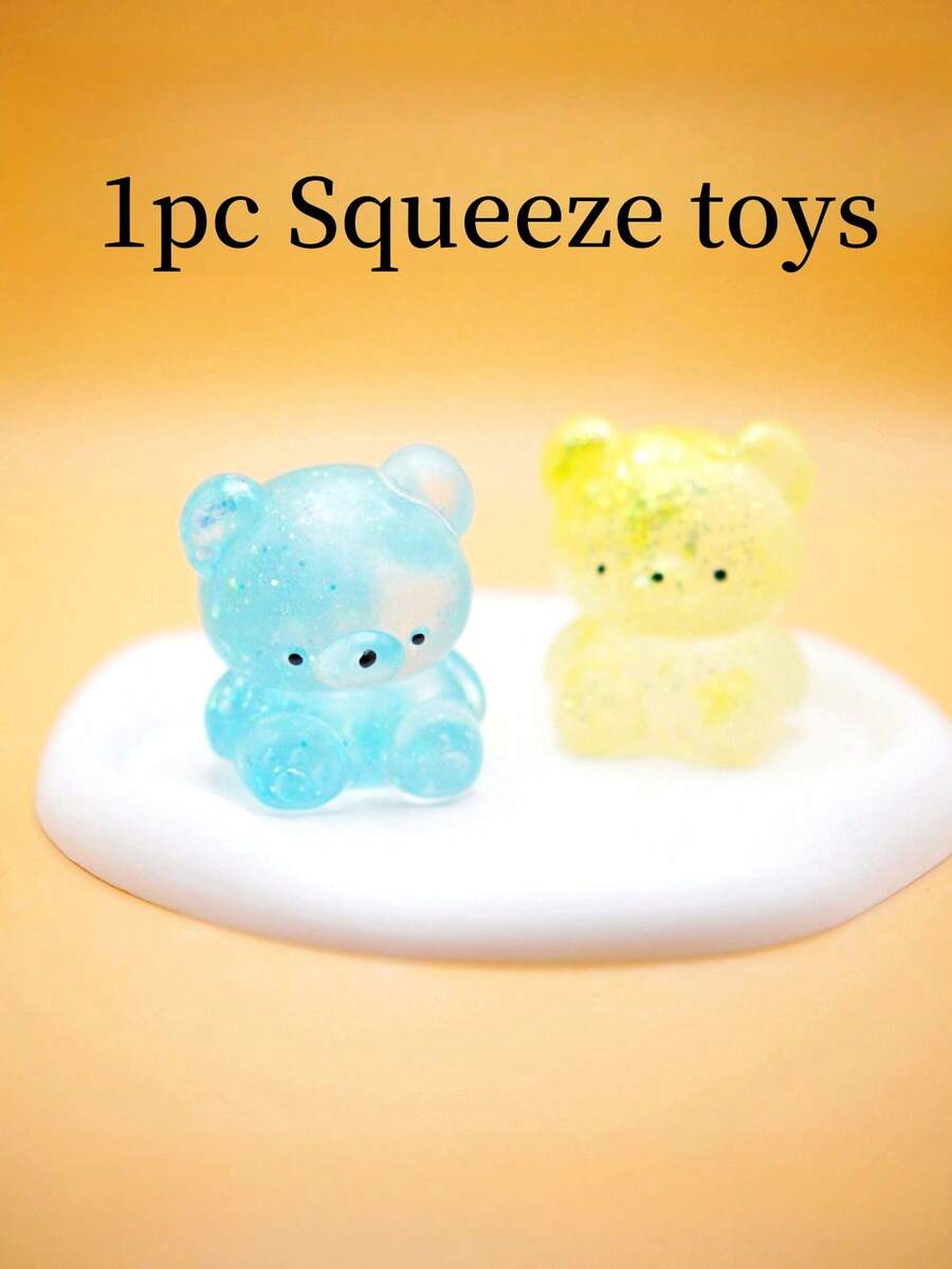 1pc Adult Stress Relief Honey Bear Mochi Squishy Squeeze Toys, Slow Rising Creative Prank Toy - Maltose Bear - View 1