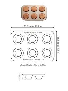 1個10.4英寸6-孔鬆餅盤,配有不沾碳鋼布朗尼托盤、杯形蛋糕模具和烘焙用品,可製作鬆餅、杯形蛋糕、布朗尼和其他甜點,適合聖誕家庭聚會 - 金色 - 查看 2