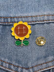 1 件卡通向日葵設計硬琺瑯別針胸針適合日常佩戴和作為禮物送給朋友女士服裝配件 - 彩色 - 查看 4
