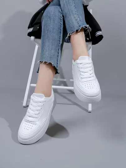 Mùa Xuân Và Mùa thu Đúng mốt Giải trí Giày thể thao Với Dày Đối với Thanh thiếu niên , Trắng Giày trượt băng
