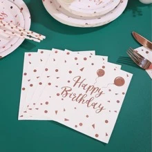 Bộ 84 món đồ dùng tiệc sinh nhật vàng hồng, đĩa ăn dùng một lần tráng bạc vàng, đĩa tiệc vàng hồng 7/9 inch, đĩa giấy dùng một lần tráng bạc vàng, cốc, khăn ăn phù hợp để trang trí tiệc sinh nhật - Nhiều màu - Xem 5