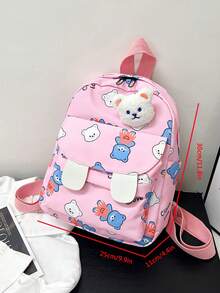 1 Pc Preppy Cute Casual Pattern Of Little Bear Rucksack School Backpack Sport Backpack Weekend Bag Kindergarten Schoolbag Leisure Bag Toy Bag Large Capacity Portable Lightweight With Adjustable Strap For Outdoor For Sport For Hiking For Travel Fashion Nylon For Student For Boy For Girl Back To School Stuff Travel Accessories - Pink - View 2