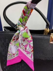 1pc New Arrival Lady Paisley Printed Small Scarf Wrap For Bag Handle, Hair, Neck Bandana,Hair Band,Head Band Ideal For Dressing Up Your Look - Hot Pink - View 5