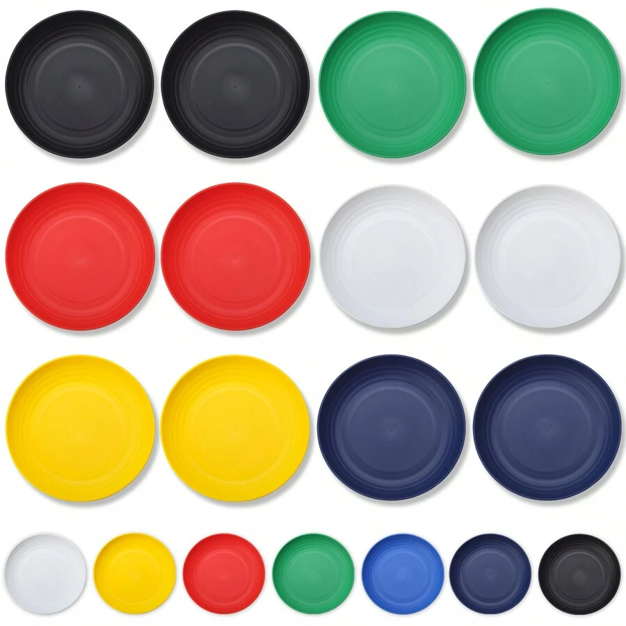 Plastic Plates Set Of 12 Pieces,9-Inch,Unbreakable Reusable Dinner Plates,Salad Plates,Pasta Plates,Light Weight Easy Carry For Picnic,Camping,Outdoor,Microwave Safe Dishwasher Safe - 1.Mutil Color - View 1