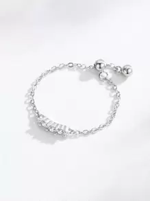 1pc 925 Sterling Silver Minimalist Cubic Zirconia Adjustable Link Chain Rings For Women Engagement Party Fine Female Jewelry Gifts - Silver - View 4