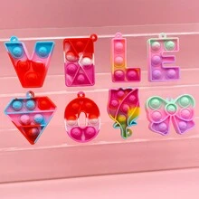 12入組迷你彈跳鑰匙圈抓捏玩具隨機配色,迷你彈跳泡泡情人節派對小禮品抓捏玩具,矽膠迷你彈跳玩具批量 - 彩色 - 查看 8