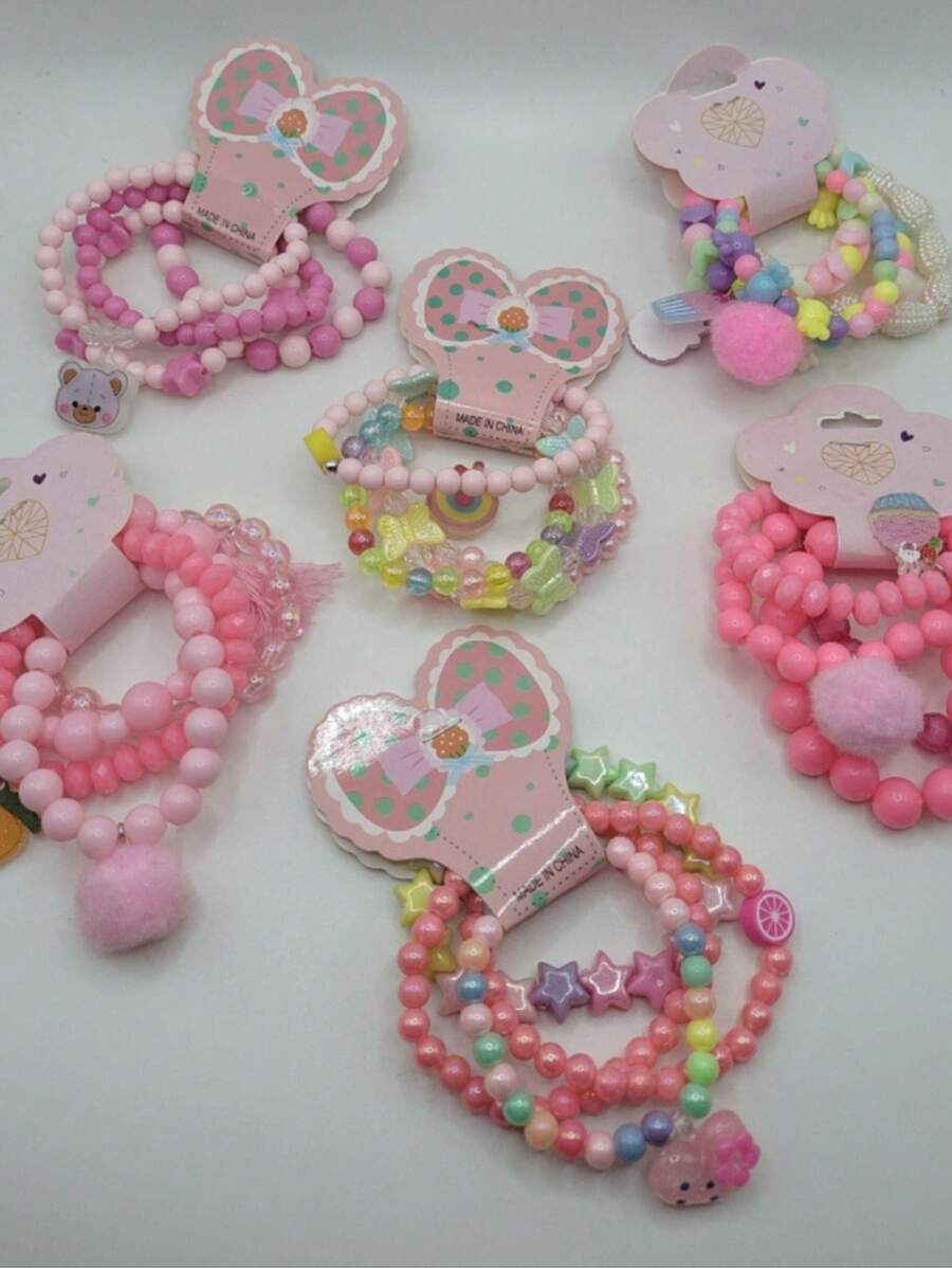 KIT 20 PECA pulseiras micanga para Crianças /Conjunto Infantil  varias pingente Coloridos - Multicolorido - Visão 1