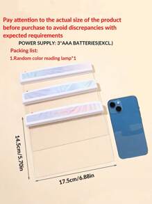 1pc Portable Plastic Book Light,Simple Clear Battery Required Reading Light - White - View 6