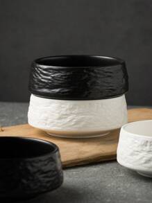 2pcs 11.3cm Matte Stone Pattern Ceramic Rice Bowl, Dessert Bowl, Japanese Style White,Kitchen,Christmas Gift