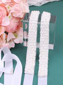 1件手工珍珠新娘腰带，婚纱腰带，伴娘腰带，礼服腰带，婚礼配饰，情人节配饰