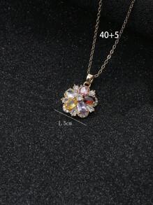 1 Miếng Sang trọng Nhiều màu Khối Zirconia  Hoa Hình dạng Dây chuyền Với Có màu sắc Kim cương Đối với Cô dâu Lễ cưới Đồ trang sức - Vàng - Xem 2
