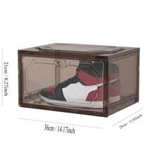 One-Piece Assembly-Free All-In-One Magnetic Side-Opening Basketball Shoe Box Large Transparent Storage Shoe Box - Dark Grey - View 2