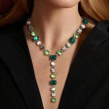 1 條高端祖母綠時尚高端鏈條奢華女項鍊 - 1 - 查看 4