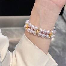 1pc Pearl & Butterfly Design Bracelet Strap Compatible With Apple Watch 3/4/5/6/7/8/Se - Pink - View 7
