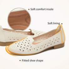 Rominz Women's Flats Shoes Comfortable Black PU Leather Ballet Flats For Women Casual Round Toe Dress Shoes Slip On Shoes Lightweight Foldable - Màu be - Xem 4