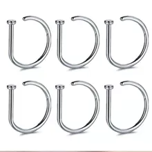 6Pcs Women Men Fake Piering Nose Ring Fashion D-Shape Punk Non Piercing Nose Clip Stainless Steel Perforation Septum Body Jewelry - D-shaped Nose Ring - View 9