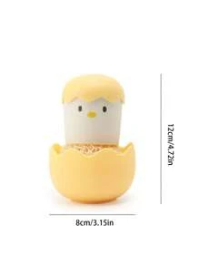 1pc Adorable Cartoon Eggshell Shaped Nano Fiber Cleaning Brush For Pots And Dishes - Pink - View 2