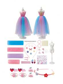 Newest Puzzle Diy Clothing Design Package With Exquisite Accessories, Creative Sticking Material To Switch Into Princess Dress For Girls - Multicolor - View 7