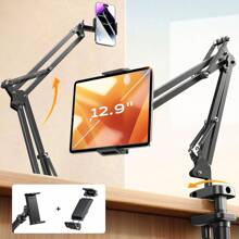 1pc Bedside Slouchy Tablet Stand, Fully Adjustable & Foldable Desktop Phone And Tablet Holder, Compatible With Thick Case, Angle Adjustable Phone Stand - Black - View 6