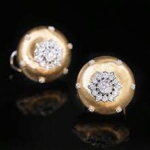 Une Paire De Boucles D'oreilles Rondes Rétro Plaquées Or 18 Carats, À La Mode, Adaptées Aux Dames À Porter Lors De Dîners