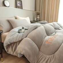 New Design Thickened Velvet Quilt With Milk Velvet Patchwork, Hot Stamping Process, Fashionable Super Soft And Comfortable - Grey - View 5