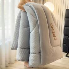 New Design Thickened Velvet Quilt With Milk Velvet Patchwork, Hot Stamping Process, Fashionable Super Soft And Comfortable - Grey - View 7