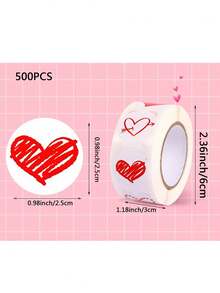 500入組情人節心形禮品裝飾貼紙，適用於行李、杯子和禮物 - 彩色 - 查看 2