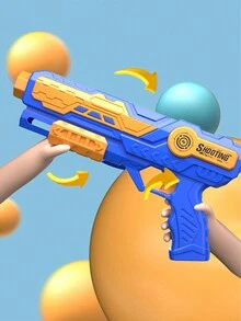 1pc Handheld Blue Airplane Toy With Light And Ejection Function - Projectile Foam Gun [blue] With Light - View 4