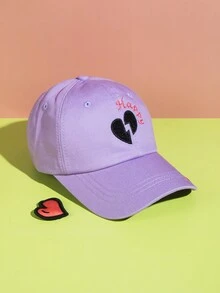 1頂女式時尚棒球帽,帽子上可以拆卸刺繡的愛心設計。適合戀人派對、旅行和情人節時穿戴裝飾。 - 紫色 - 查看 3