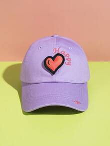 1頂女式時尚棒球帽,帽子上可以拆卸刺繡的愛心設計。適合戀人派對、旅行和情人節時穿戴裝飾。 - 紫色 - 查看 2