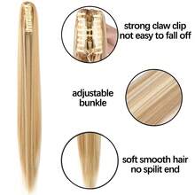 爪夾馬尾接髮 24 吋合成長直夾馬尾髮片女式馬尾接髮 - 間色 - 查看 4