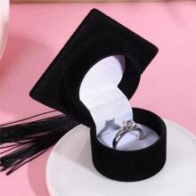 Caja para anillo con diseño de birrete de doctorado, caja forrada, collar para propuesta de matrimonio, caja de regalo de graduación