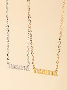 1pc Mama Pendant Necklace For Women - Gold - View 1