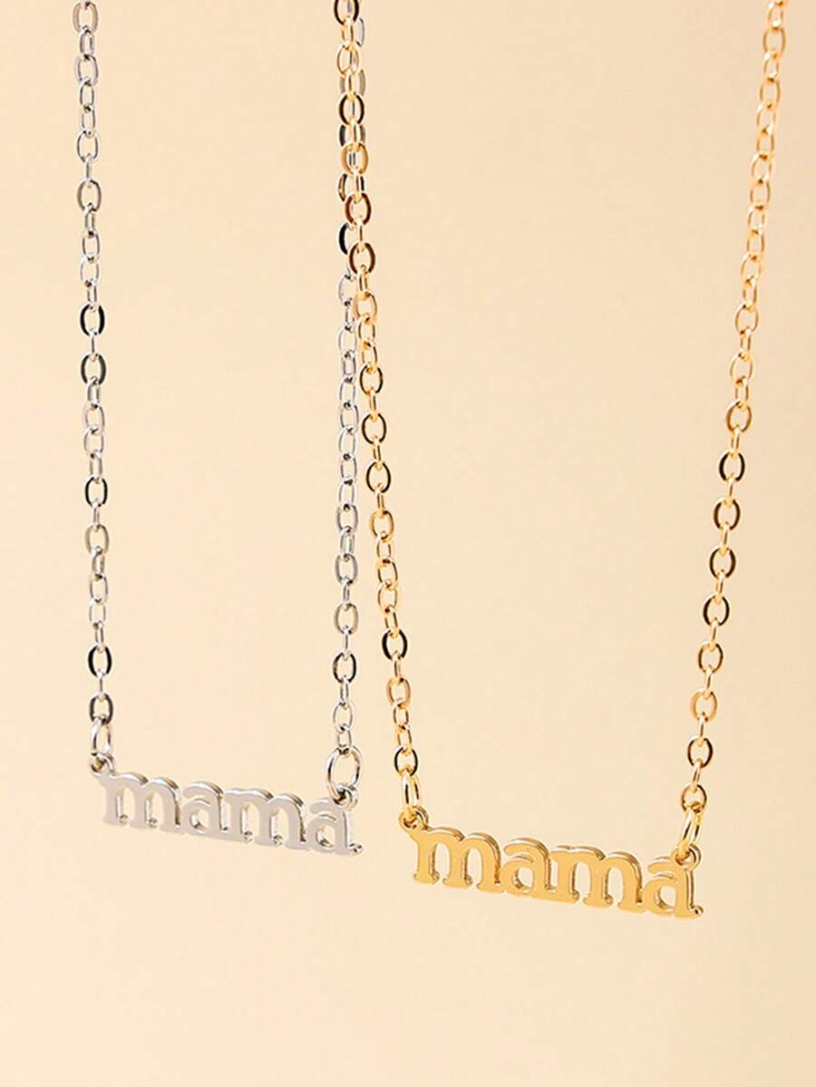1pc Mama Pendant Necklace For Women - Gold - View 1
