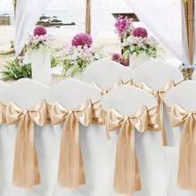 6pcs Chair Decoration Ribbon With Bowknot Design For Weddings, Parties, Home And Kitchen - Golden Butterfly Chair Decoration - View 4