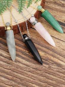 1 件裝精油擴散器水晶項鍊女式女孩六角形尖頭治療天然石香水瓶吊墜靈氣珠寶新年禮物 - Necklace - 查看 4