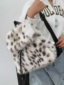 新款个性化时尚大号毛绒爱心包哥特贝壳包毛绒包手提包单肩包 - 彩色 - 查看 1