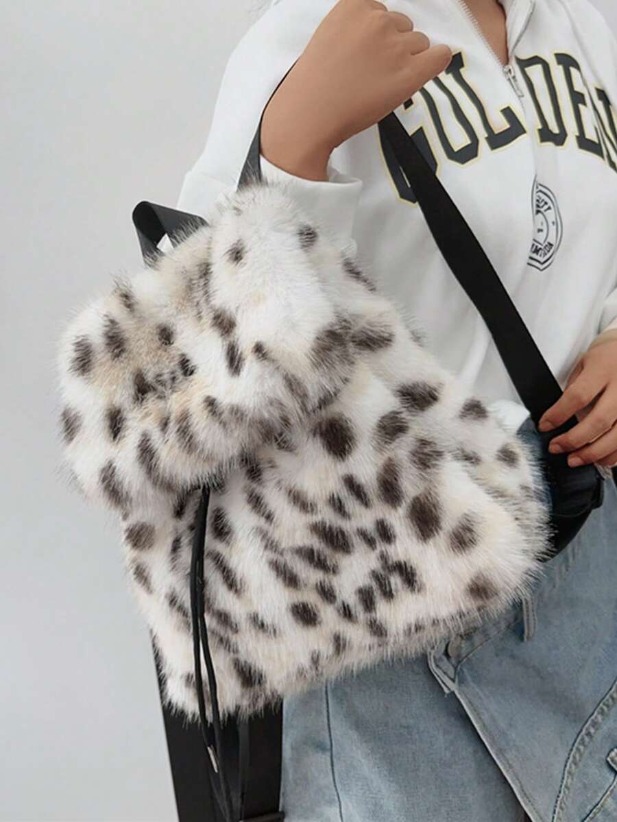 新款个性化时尚大号毛绒爱心包哥特贝壳包毛绒包手提包单肩包 - 彩色 - 查看 1