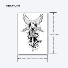INKARTLINK Justice Angel暫時紋身貼紙,持久1-2週,紋身,逼真假紋身 - 黑色 - 查看 4