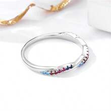 1pc Women's S925 Sterling Silver Ring Moebius Twist Design With Diamond & Colorful Cubic Zirconia, Ins Style, Suitable For Everyday Wear - Möbius Ring - View 10