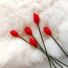 5pcs/Pack Dollhouse Miniature Rose Flowers Handcrafted Decoration - Red - View 5