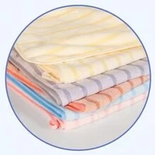 1pc Multi-Color Coral Fleece Vertical Striped Soft Towel For Water Absorption, 35*75cm - Yellow - View 4