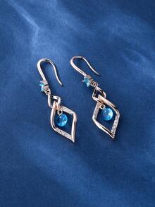 Vanel 一對優雅明亮的旋轉流蘇耳環,適合女性在約會和婚禮上佩戴 - 藍色 - 查看 3