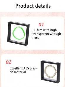 1 件黑色透明懸浮展示盒珠寶防塵收納盒珠寶展示戒指手鍊包裝薄膜盒 - 黑色 - 查看 4