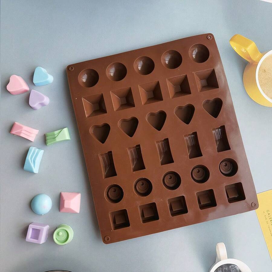 1pc Silicone 30Cavity 6 Sets Chocolate Mold For Candle, Fondant
