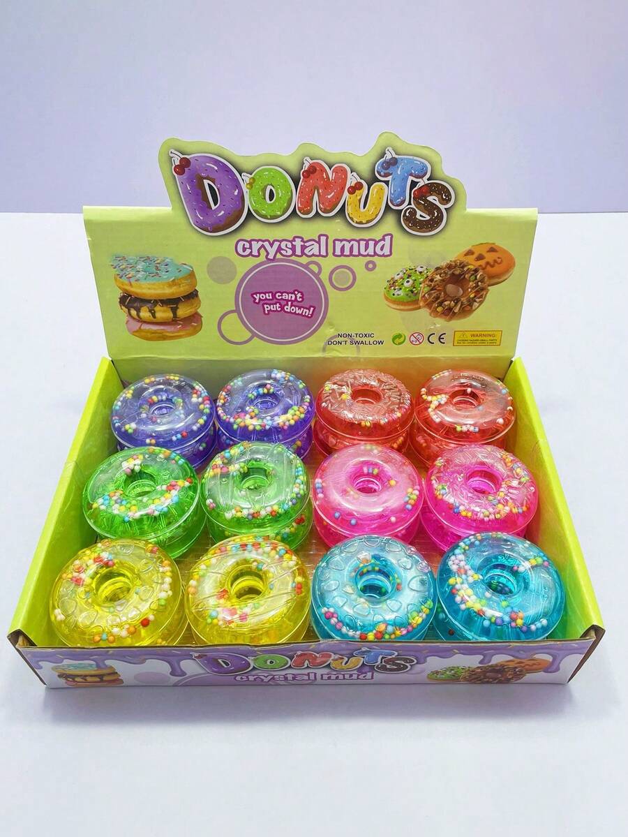 1pc Random Color Donut Shape, Set Of 3 Foam Clay, Clear Mixture Glue, Crystal Mud, Beads, Sequins, Slime Supplies For Handmade Diy Birthday Gifts - Multicolor - View 1